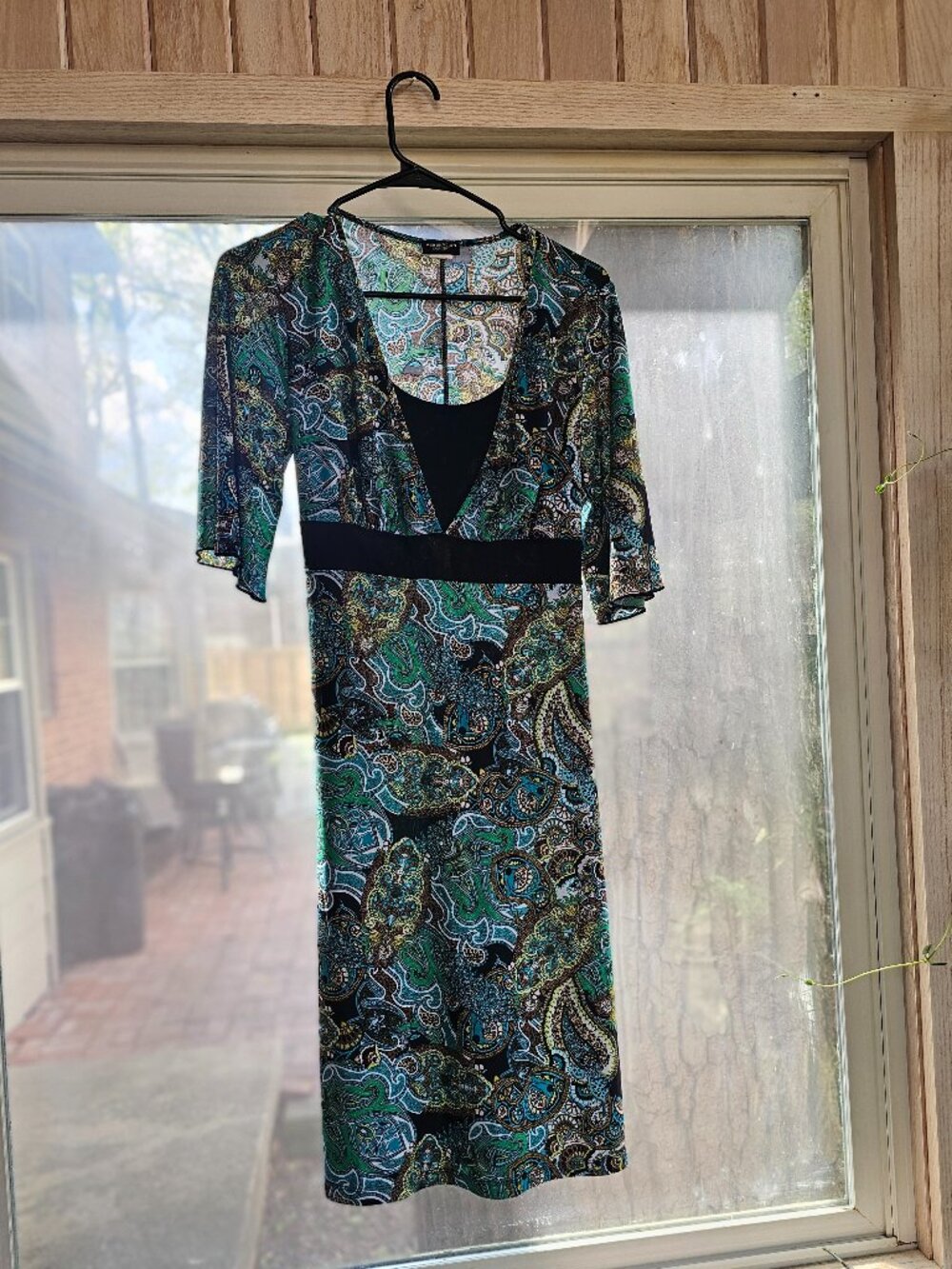 Perception Concepts 90's Y2K Abstract V Neck Dress Size M